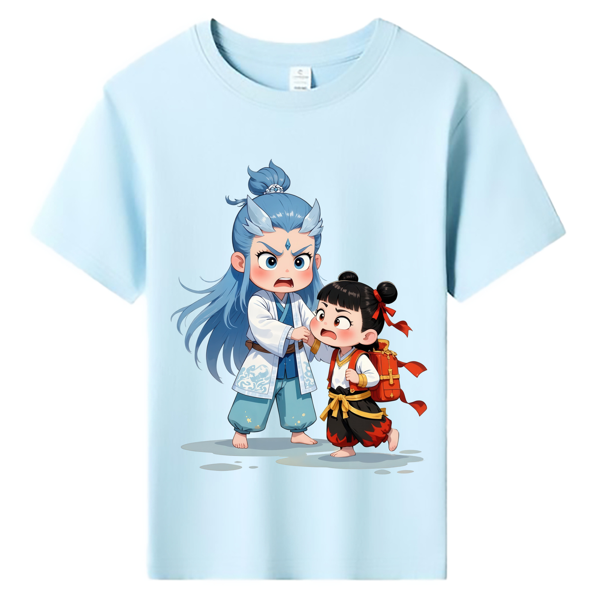 （画像用） Ne Zha 2 ナタ 魔童の大暴れ 綿100％キッズTシャツ（フロントプリント）
